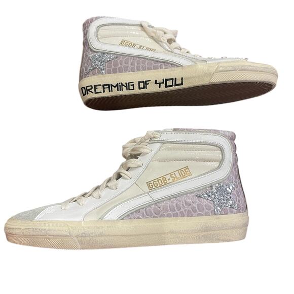 Golden Goose Slide Sneakers Cream Pink Silver White | Distressed Size 36 BNIB - Picture 3 of 8